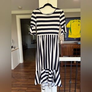 Striped Navy and White Midi Dress - Reborn J